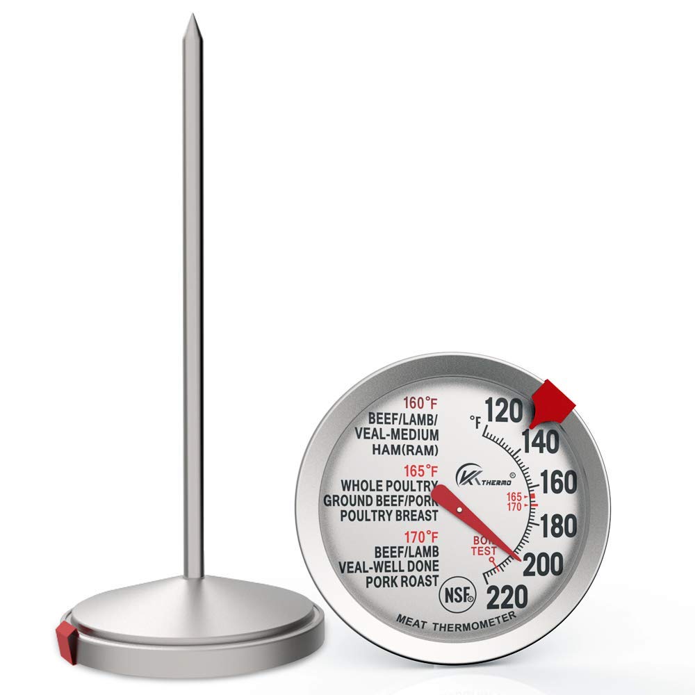 KT THERMO Meat Thermometer for Cooking - NSF certificated Instant Read Cooking Temperature Thermometer Oven Safe, Waterproof 2.5" dial, 5" Long Probe for Poultry,Roasting,Baking,BBQ Cooking