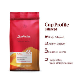 Juan Valdez Colina Whole Bean Coffee, Balanced Roast 16 OZ - Premium Colombian Coffee - Unique “Caracolito” beans produce a coffee of balanced flavor and mild texture