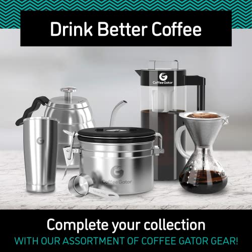 Coffee Gator Pour Over Coffee Maker - 27 oz Paperless, Portable, Drip Coffee Brewer Pour Over Set w/Glass Carafe & Stainless-Steel Mesh Filter, 800ml Clear