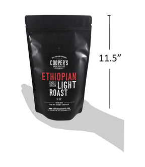 Ethiopian Bold Light Roast Coffee, Gourmet Single-Origin Coffee Beans from Ethiopia, Whole Bean, 12oz Bag