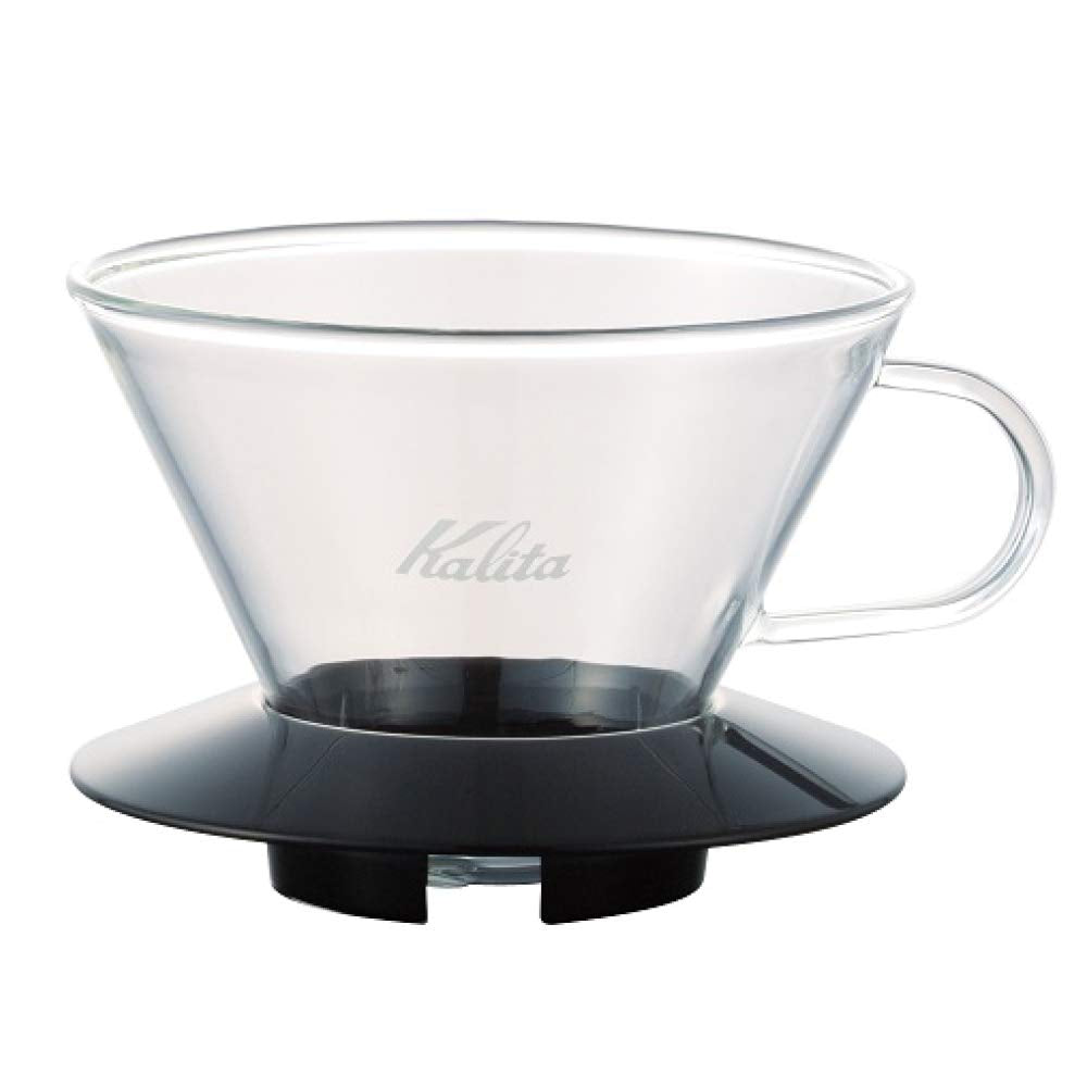 Kalita Wave Pour Over Coffee Dripper, Size 185, Makes 16-26oz, Single Cup Maker, Heat-Resistant Glass, Patented & Portable,black