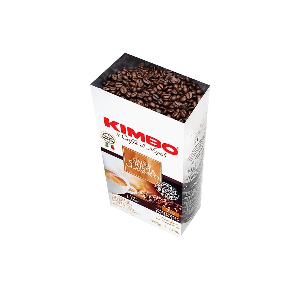 Kimbo Espresso Crema Intensa Kaffeebohnen | Mitteldunkle Röstung | Intensität 11/13 | In Italien gemischt und geröstet | Vollmundig mit Zimtnoten | 2,2 Pfund Beutel