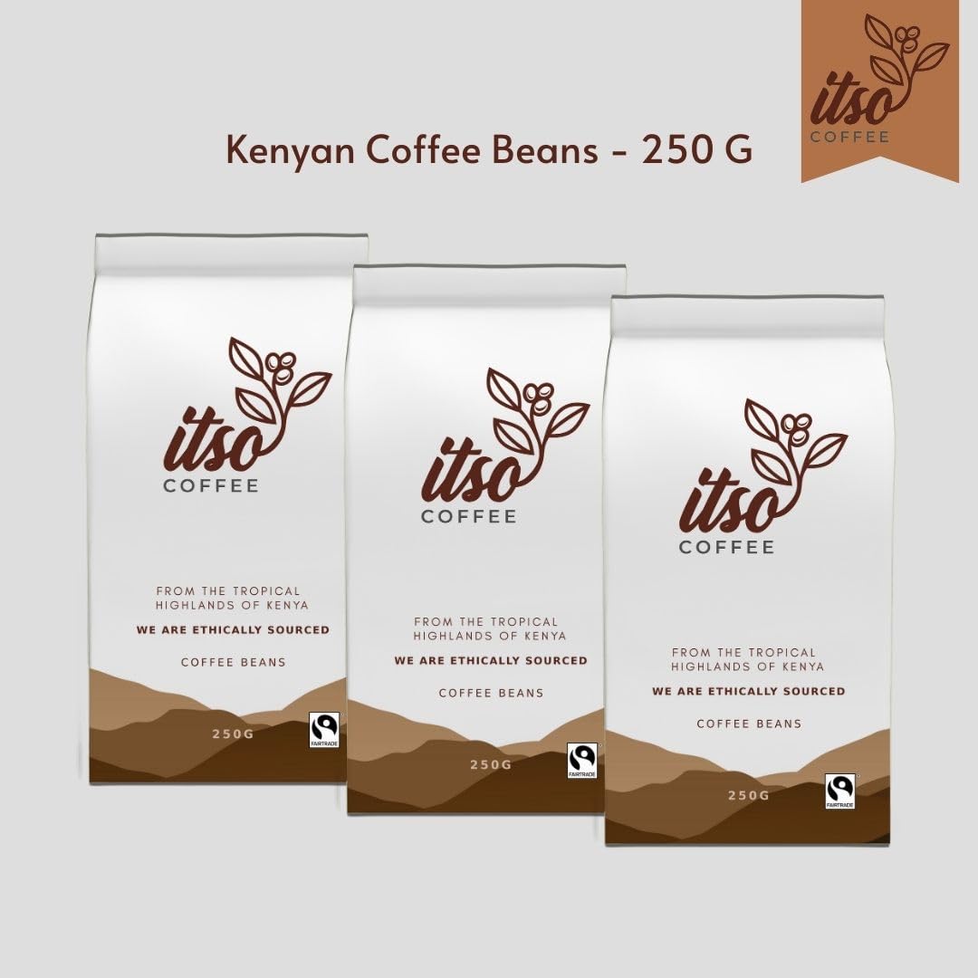 Premium Kenyan Medium Roast Coffee Beans | 100% Arabica AA Specialty Roasted | Whole Bean Peak Natural Flavor | 250g Bag