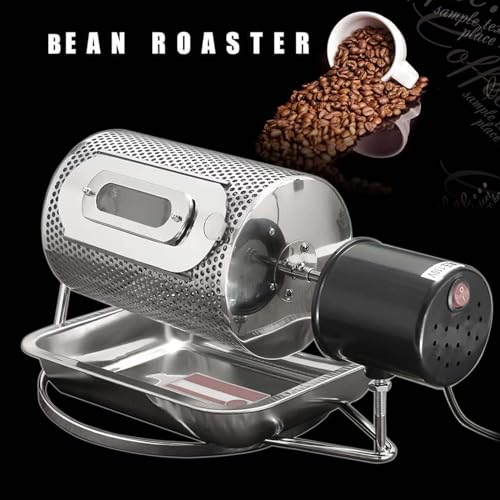 forplubossmmp Commercial Nut Roaster, Coffee Bean Roller Type Baking Machine, Drum Diameter 14Cm, Coffee Roaster Roller Baker Tools Baking Bean Peanut Products, Tea, Different Nuts, Non Powder