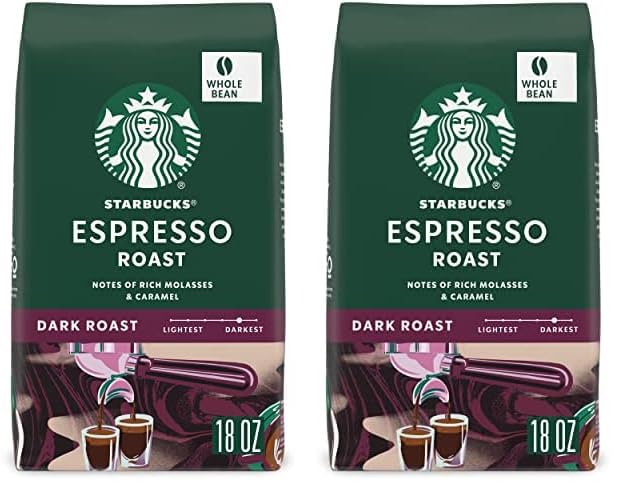 Starbucks Dark Roast Whole Bean Coffee — Espresso — 100% Arabica — 1 bag (18 oz) (Pack of 2)