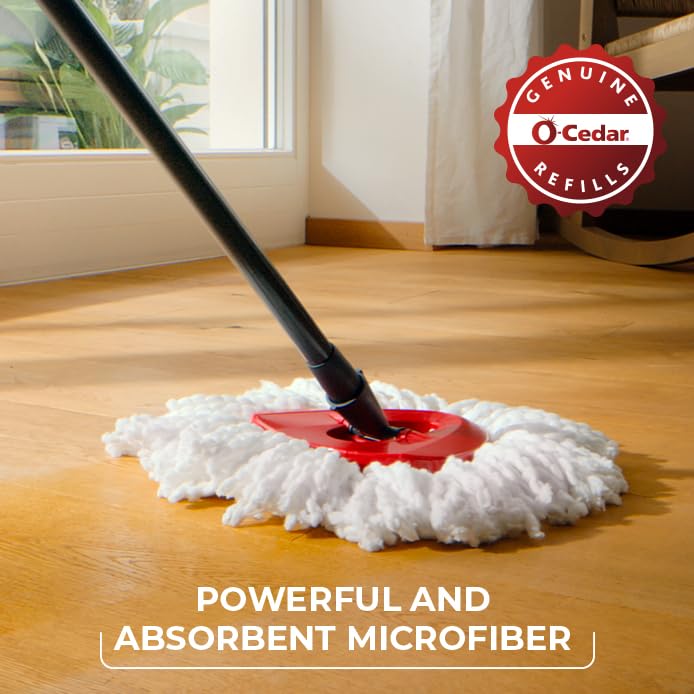 O-Cedar EasyWring Microfiber Spin Mop, Bucket Floor Cleaning System, Red, Gray, Standard