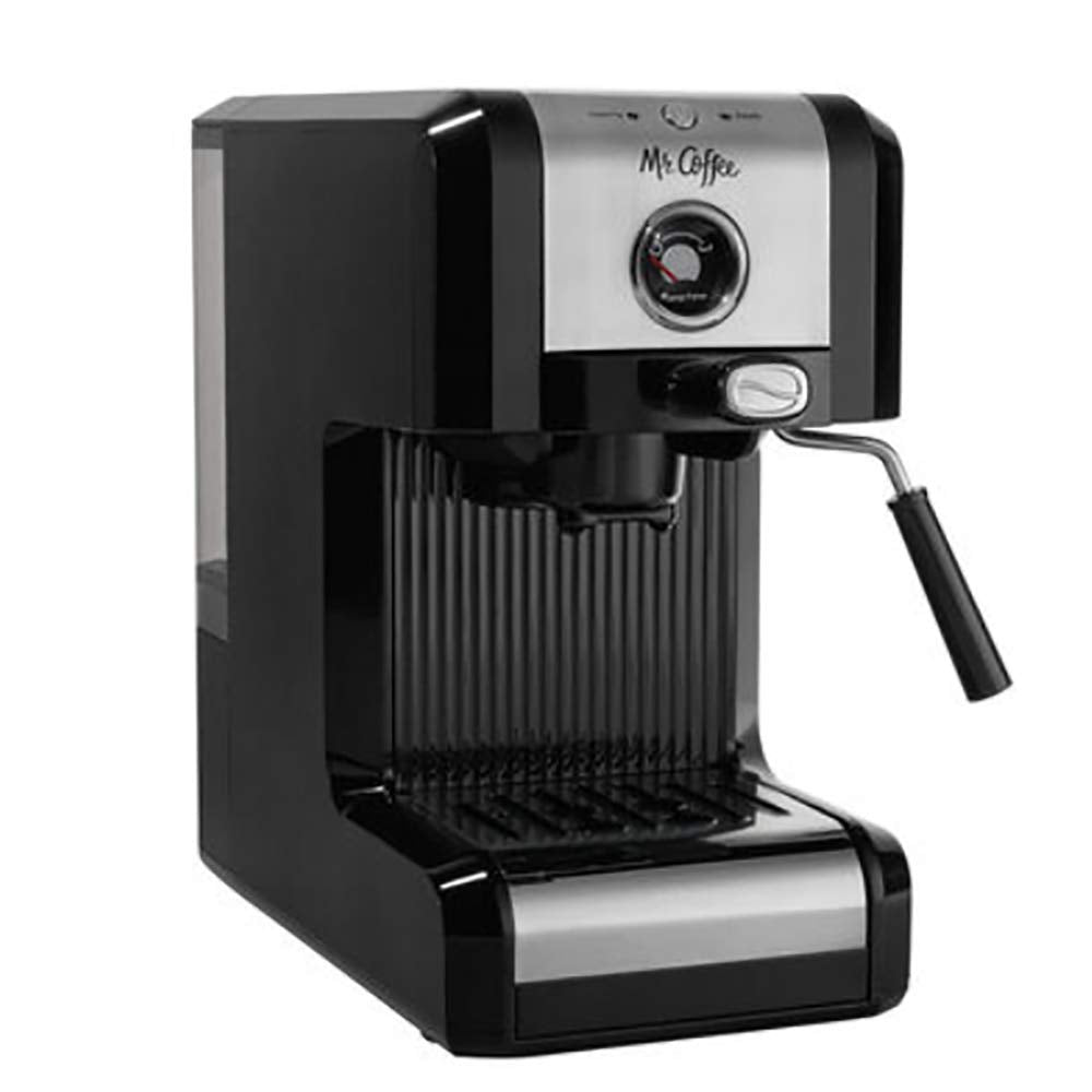 Mr. Coffee Easy Maker | Authentische Pump-Espressomaschine, 6-teilig, Chrom/Schwarz