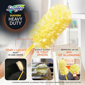 Swiffer Dusters Refill for Cleaning, Feather & Microfiber Duster Disposable Alternative, For Dusting Furniture, Blinds, Ceiling Fans, Walls, Helps Remove Allergens, Heavy Duty, Unscented, 11ct