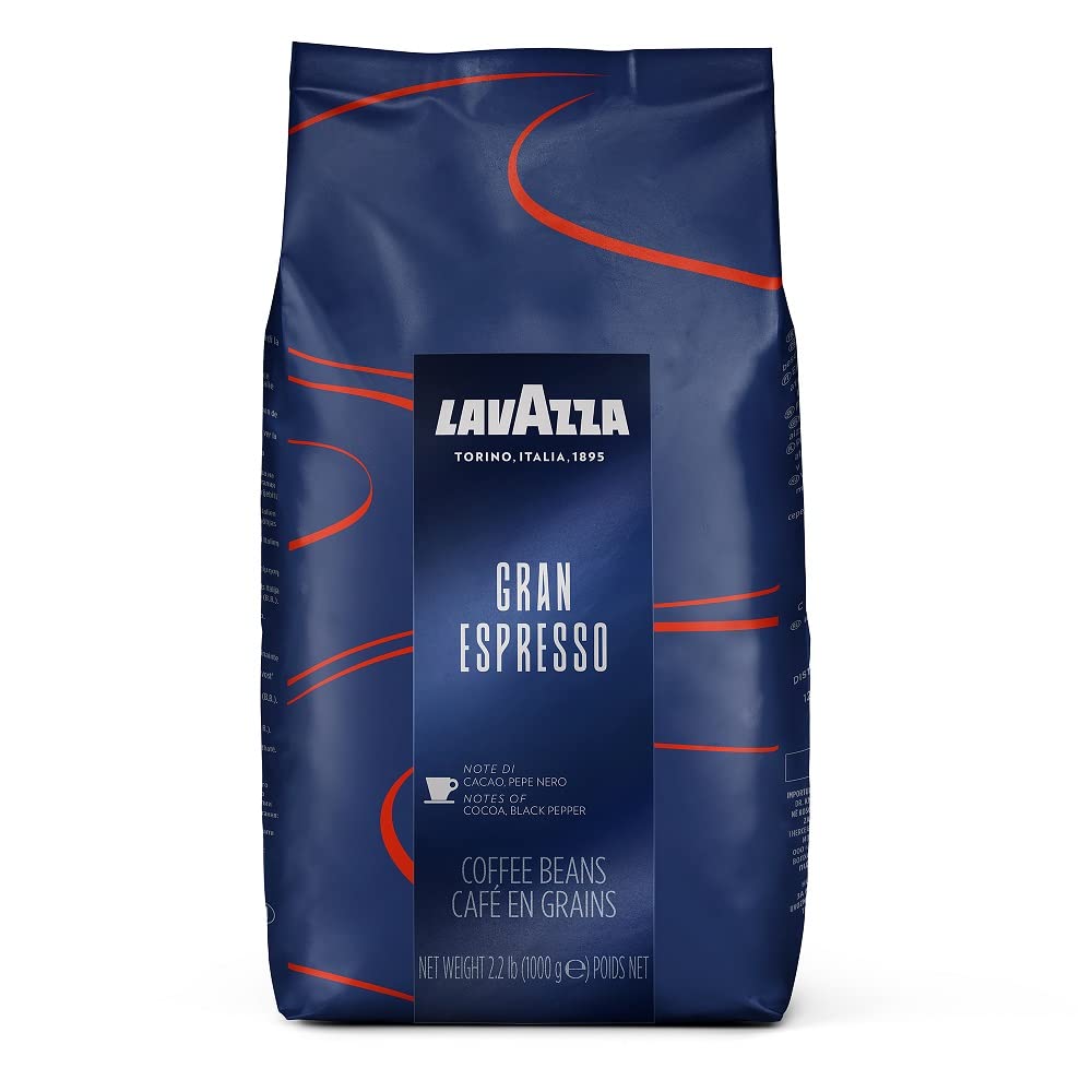 Lavazza Gran Espresso Kaffeemischung aus ganzen Bohnen, mittlere Espressoröstung, 1 kg Beutel (1 Stück), ausgewogener und reichhaltiger Geschmack mit Kakaonoten