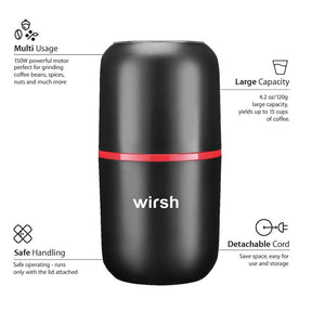 Wirsh Coffee Grinder-Electric Coffee Grinder with Stainless Steel Blades, Coffee and Spice Grinder with Powerful Motor and 4.2oz. Large Capacity for Coffee Beans,Herbs,Spices, Peanuts,Grains and More