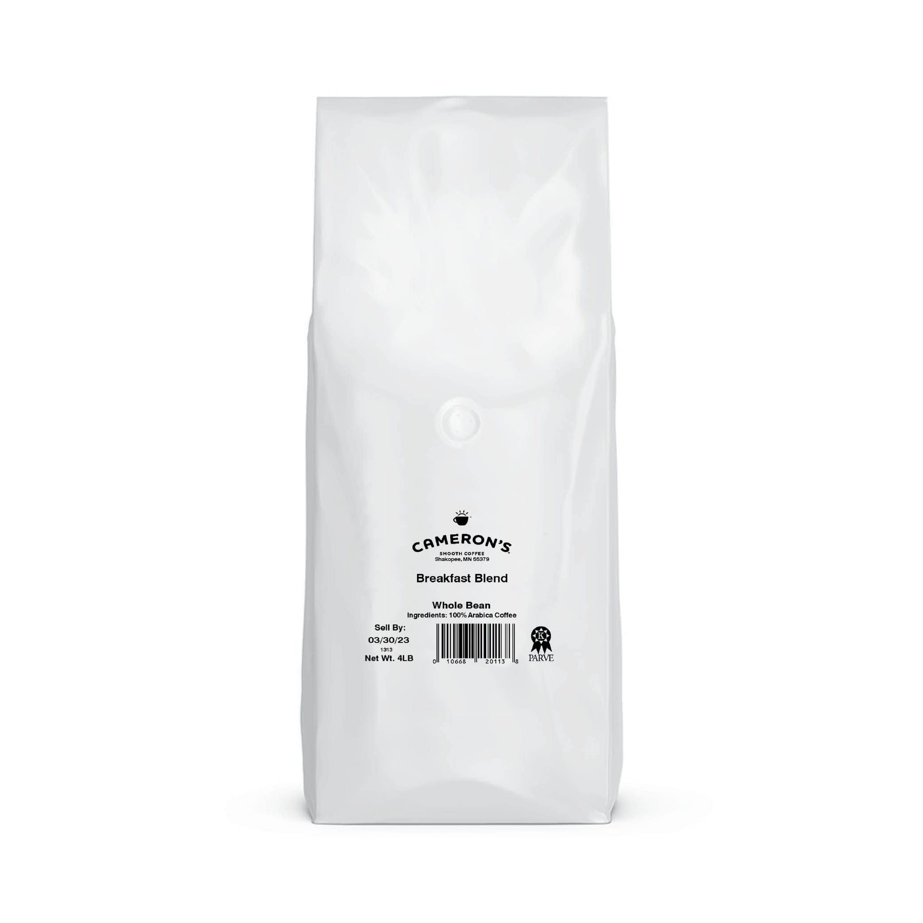 Cameron's Coffee Breakfast Blend Whole Bean Coffee, Light Roast, 100% Arabica, Bulk, 4-Pound Bag, (Pack of 1)