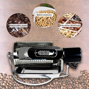 Coffee Bean Roaster, Stainless Steel Drum Coffee Roaster with Visible Window and Stainless Steel Tray, Electric Baking Machine, 250g Dried Fruit Fried Bean Machine, for Grains Beans Peanuts Nuts