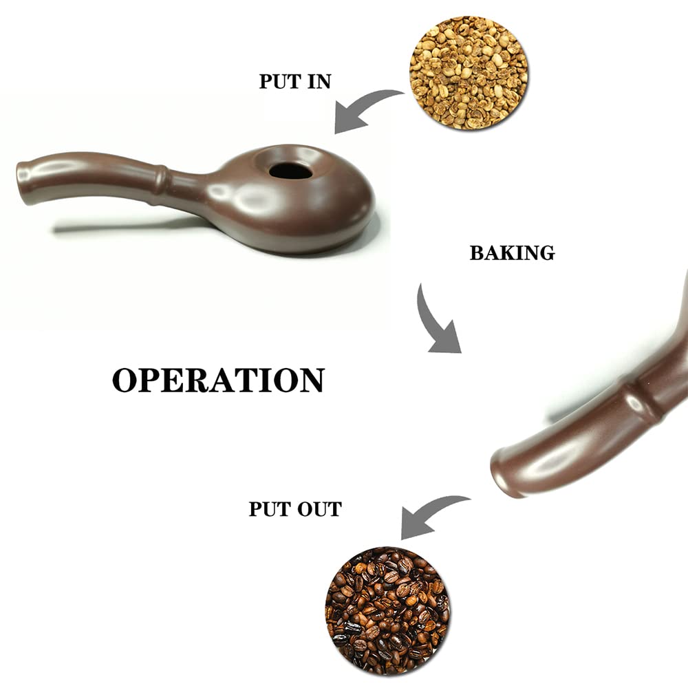 Bafelia 家庭用セラミックコーヒー焙煎機、延長ハンドル付き便利なコンロ用コーヒー豆焙煎機、手動コーヒーベーキングツール