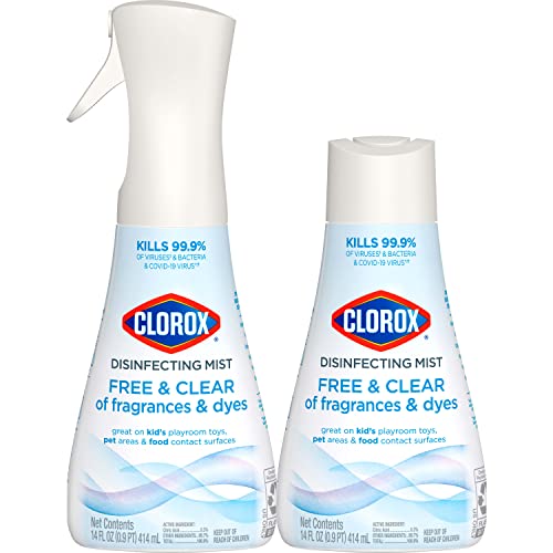 Clorox Free &amp; Clear Desinfektionsnebel, Haushaltsbedarf, 1 Sprühflasche und 1 Nachfüllpackung, je 14 Fl Oz