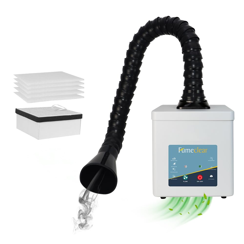 FumeClear FC2001A Solder Fume Extractor, 120m³/h Strong Suction, 3-speed Adjustment, Low Noise High Efficiency Fume Removal, For 110V to 220V Wide Voltage Suitable for Desktop Soldering Iron