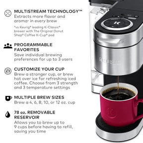 Keurig K-Supreme Plus Single Serve K-Cup Pod Kaffeemaschine, MultiStream-Technologie, anpassbare Stärke- und Temperatureinstellungen, programmierbar, abnehmbarer 78oz-Tank, Edelstahl