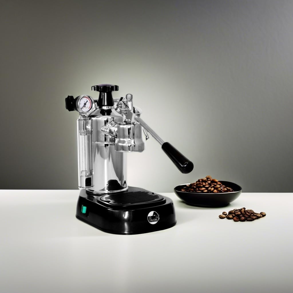 La Pavoni PBB-16 プロフェッショナル 16 カップ エスプレッソ レバー マシン、38 オンス ボイラー容量、クローム ブラック ベース