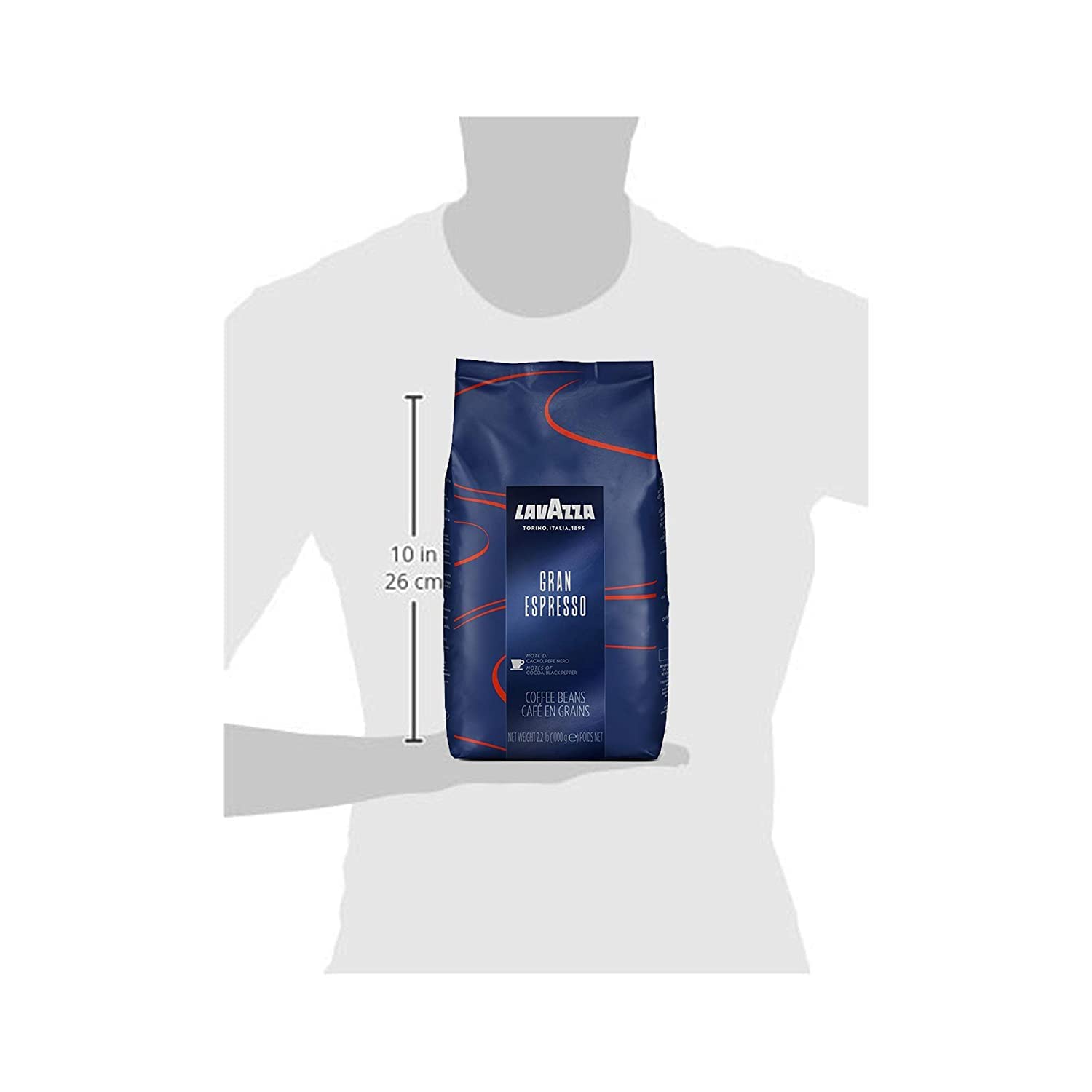 Lavazza Gran Espresso Kaffeemischung aus ganzen Bohnen, mittlere Espressoröstung, 1 kg Beutel (1 Stück), ausgewogener und reichhaltiger Geschmack mit Kakaonoten