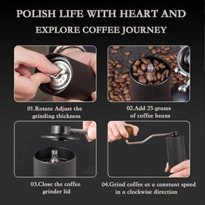 Manual Coffee Grinder Capacity，with CNC Stainless Steel Conical Burr，The Grinding Thickness Can Be Adjusted Internally，Manual Coffee Grinder for Office, Home (X5-1 Gray)