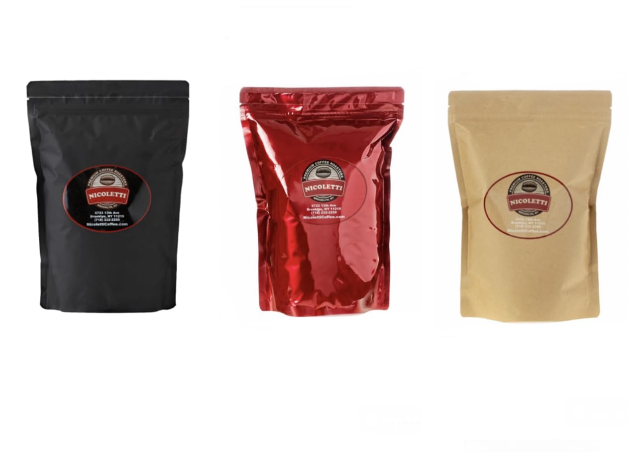 Nicoletti Kaffee Espresso Roast Sampler (3 Packungen mit je 1 Pfund) Ganze Bohnen Frisch geröstet