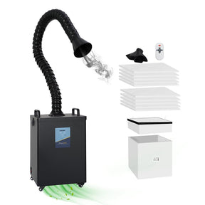 FumeClear FC-2002A レーザー煙抽出器 S1、D1 Pro 10W～20W レーザー彫刻機用 260m³/h 強力吸引、低騒音 12 個のフィルター付き はんだ煙抽出器 はんだ付け レーザー彫刻 煙洗浄用