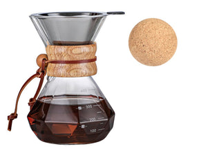 HYAXGM Übergießkaffeemaschine mit Holzhülse, 13,5 oz/400 ml Übergießkaffeemaschine, Übergießkaffeemaschinen-Set mit Korkverschluss (13,5 oz/400 ml)