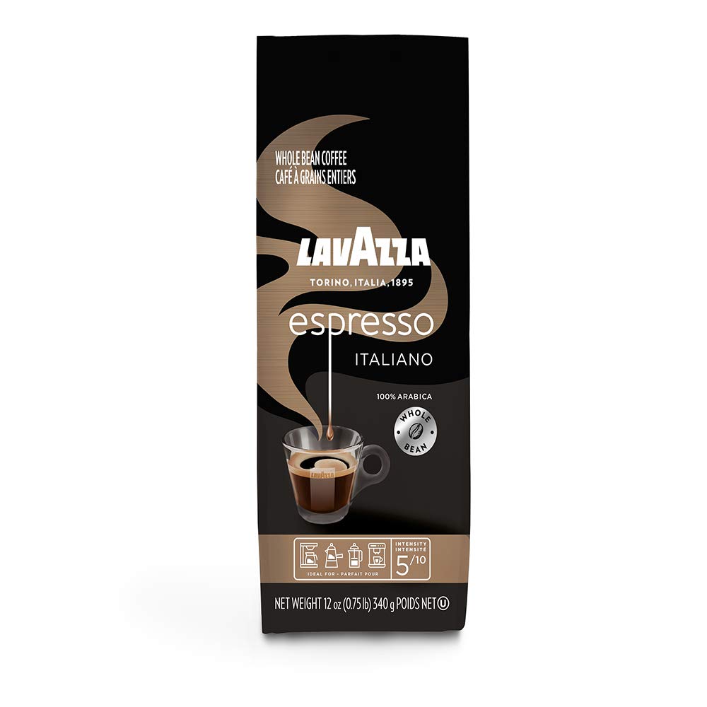 Lavazza Espresso Italiano Kaffeebohnen, 100 % Arabica, vollmundig, mittlere Röstung mit köstlichem, wohlriechendem Geschmack und aromatischen Noten, 12 oz Softbeutel