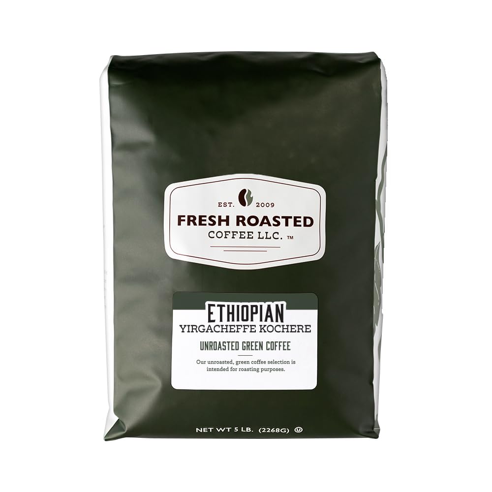 Fresh Roasted Coffee, Unroasted Ethiopian Yirgacheffe Kochere, Kosher, 5 Pound