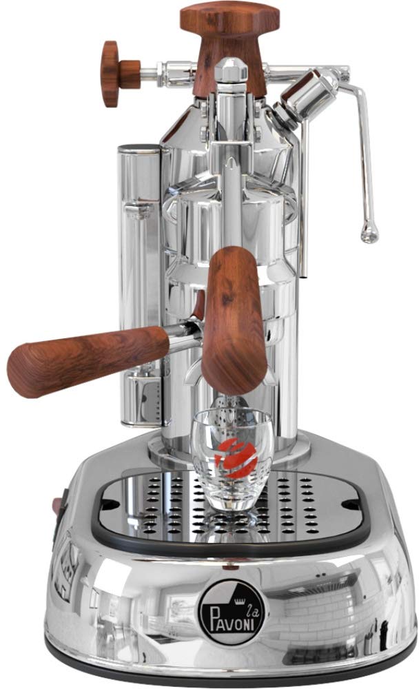 La Pavoni Europiccola Manual 8-Cup Espresso Machine, Chrome and Wood