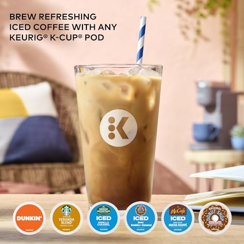 Keurig K-Iced Kaffeemaschine, Einzelportions-K-Cup-Pad-Eiskaffeemaschine, mit Heiß- und Kaltkaffeefunktion, brüht jede K-Cup-Pad, grau