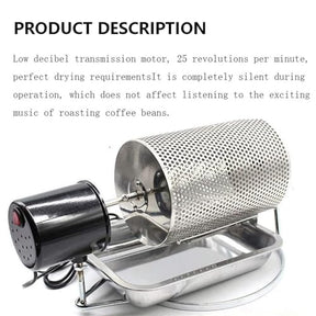 forplubossmmp Commercial Nut Roaster, Coffee Bean Roller Type Baking Machine, Drum Diameter 14Cm, Coffee Roaster Roller Baker Tools Baking Bean Peanut Products, Tea, Different Nuts, Non Powder