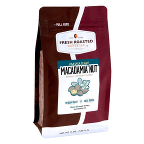 Fresh Roasted Coffee, Hawaiian Macadamia Nut Flavored Coffee, 12 oz, Medium Roast, Kosher, Whole Bean