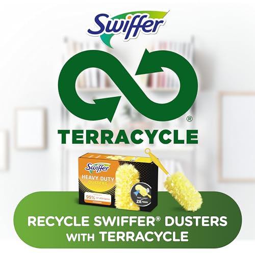 Swiffer Dusters Refill for Cleaning, Feather & Microfiber Duster Disposable Alternative, For Dusting Furniture, Blinds, Ceiling Fans, Walls, Helps Remove Allergens, Heavy Duty, Unscented, 11ct