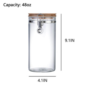 Zrwcvxy Glass Coffee Bean Storage Container with Airtight Clip Seal Lid Coffee Storage Jar for Coffee Beans, Ground Coffee, Nuts, Cookies（48 oz/1400ml）