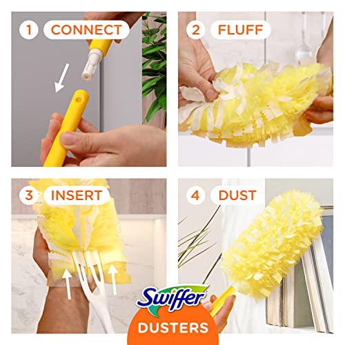 Swiffer Dusters Refill for Cleaning, Feather & Microfiber Duster Disposable Alternative, For Dusting Furniture, Blinds, Ceiling Fans, Walls, Helps Remove Allergens, Heavy Duty, Unscented, 11ct