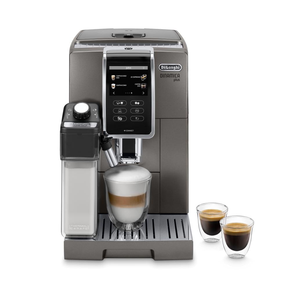 De'Longhi Dinamica Plus Connected Espresso- und Kaffeemaschine mit automatischem Milchaufschäumer, One-Touch-Latte, Cappuccino, Farb-Touch-Display, ECAM37095TI