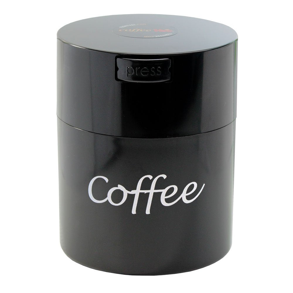 Coffeevac 1/2 LB – Patented Airtight Container | Multi-use Vacuum Container Works as Smell Proof Containers for Ground Coffee and Coffee Bean Containers. Black with Logo