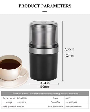 Electric Coffee Grinder 3.5 oz Capacity, Adjustable Herb & Spice Grinder, Espresso Grinder with Removable Stainless Steel Bowl, Black