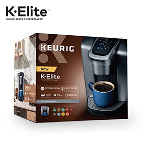 Keurig K-Elite Single Serve K-Cup Pod Kaffeemaschine, mit Stärke- und Temperaturkontrolle, Eiskaffee-Funktion, Brühgröße von 230 bis 340 ml, programmierbar, gebürstetes Silber