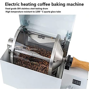 GenSDH Vollautomatischer Kaffeeröster, Kaffeebohnenröster mit Edelstahltrommel, elektrische Kaffeebohnenbackmaschine für zu Hause, professioneller Kaffeebohnenröster für Restaurants