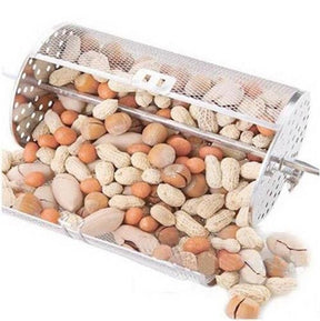 EatingBiting Beans Peanut Coffee Roaster Drum For BBQ Rotisserie Ovenware Capacity18X12cm Baking Nuts Coffee Beans Peanut Outdoor Grill BBQ