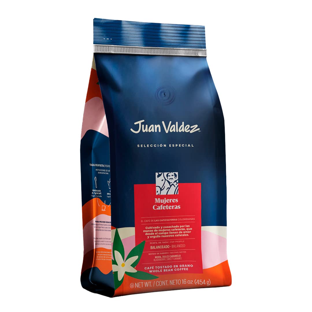 Juan Valdez Mujeres Cafeteras Whole Bean Coffee, Balanced Roast 16 oz - Premium Colombian Coffee