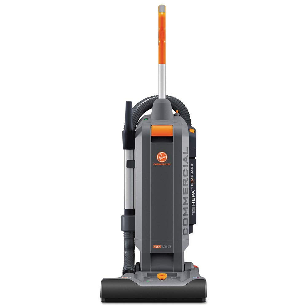 Hoover Commercial HushTone アップライト掃除機、15 インチ、Intellibelt 付き、カーペットおよびハードフロア用、CH54115、グレー