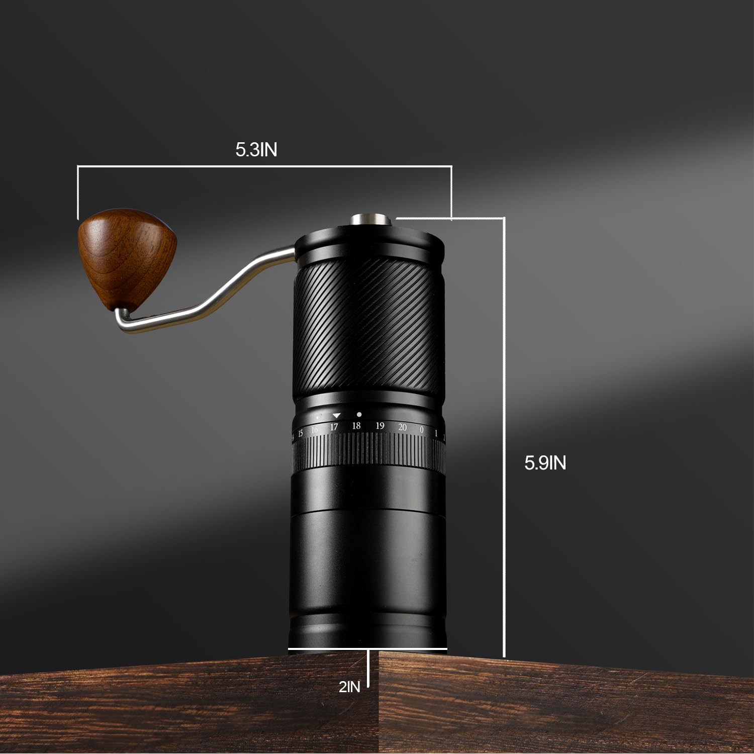 DACLL Manuelle Kaffeemühle mit numerischer externer Einstellung, Kapazität 30 g, mit CNC-gefrästem konischem Mahlwerk aus Edelstahl (schwarz)