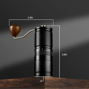 DACLL Manual Coffee Grinder with Numerical External Adjustable Setting, Capacity 30g with CNC Stainless Steel Conical Burr (black)