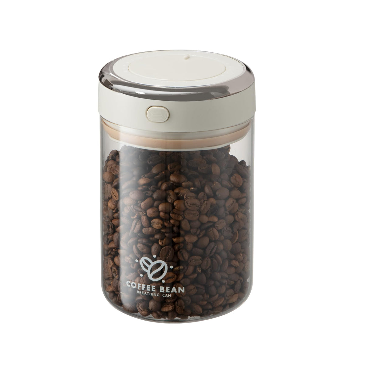 IRCtek Coffee Bean Storage Container with One-way Valve Airtight Lid Date Tracker for Coffee and More Food Fresh and Storage, Clear Borosilicate Glass Coffee Canister(1.2 Qt - 13.1 OZ)