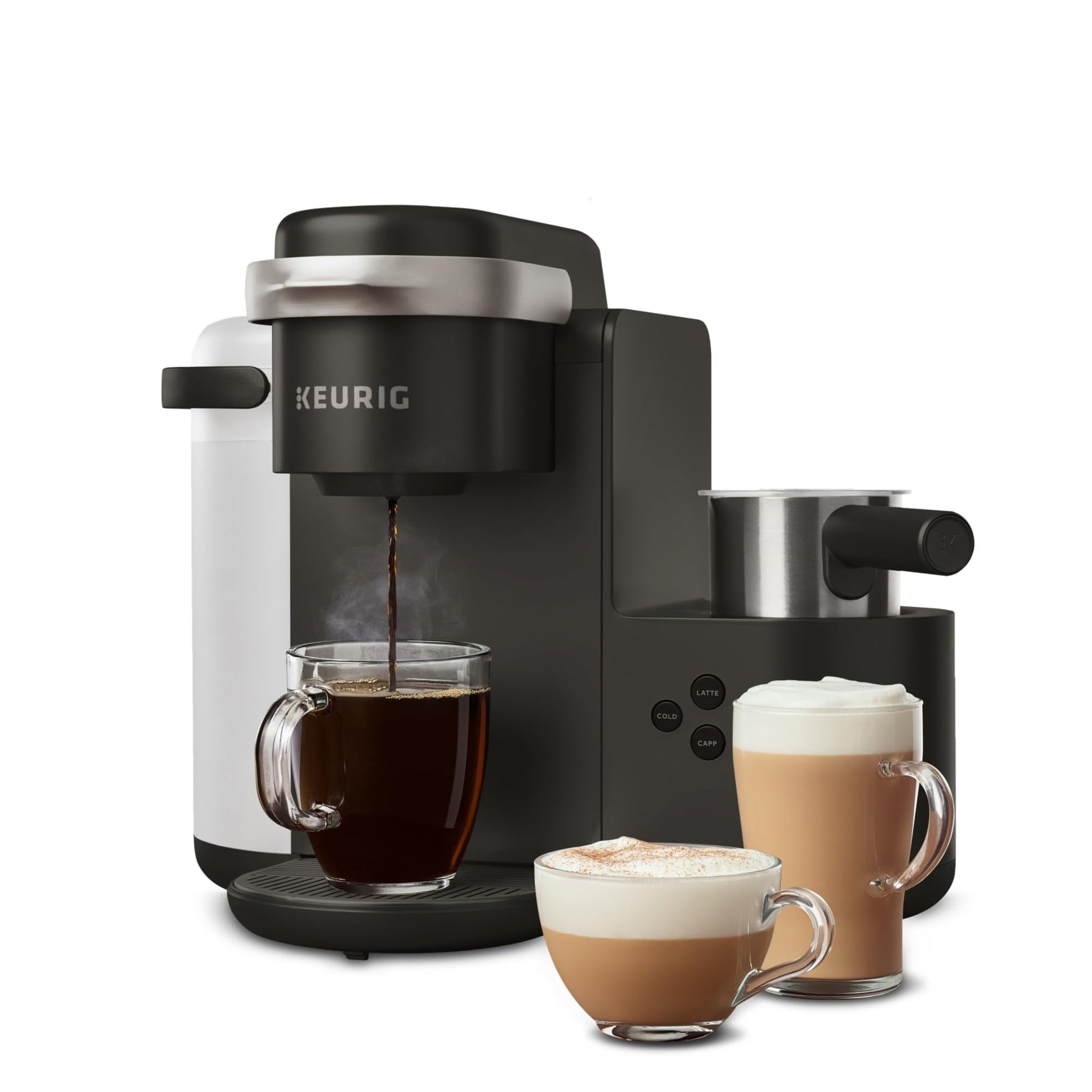 Keurig K-Cafe K-Duo Kaffee-, Latte- und Cappuccinomaschine für Einzelportionen, dunkle Anthrazit