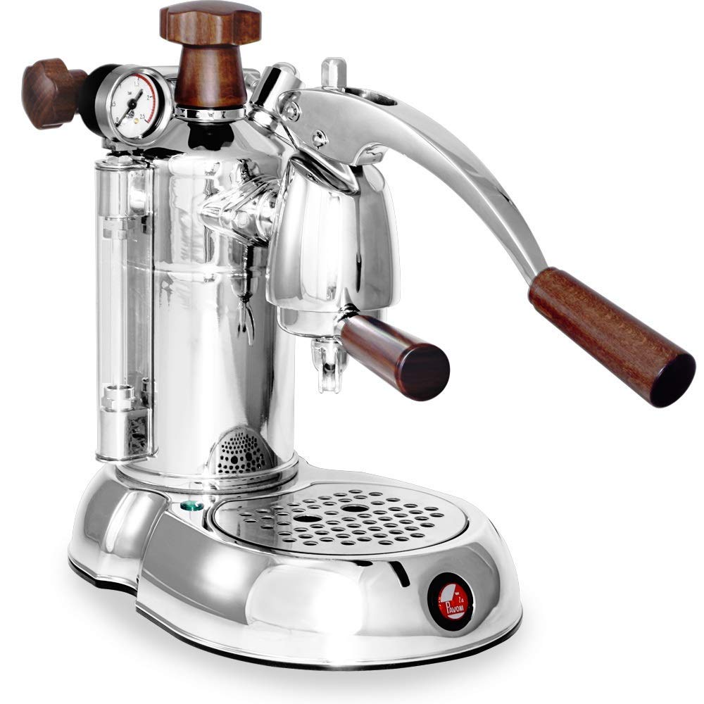 La Pavoni PSW-16 Stradivari 16カップ レバー エスプレッソ マシン | クローム仕上げ、木製ハンドル | 16ショット用 38オンス ボイラー | デュアル泡立てシステムとピストン レバー デザイン | イタリア製 | ホーム &amp; カフェ