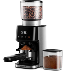 SHARDOR Conical Burr Espresso Coffee Grinder Electric with Precision Timer 2.0, Touchscreen Adjustable Burr Mill with 51 Precise Settings for Home Use, Anti-static, Stainless Steel