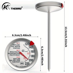 KT THERMO 肉用調理温度計 - NSF 認定の即時読み取り調理温度温度計、オーブン対応、防水 2.5 インチ ダイヤル、5 インチ長プローブ、鶏肉、ロースト、ベーキング、バーベキュー調理用